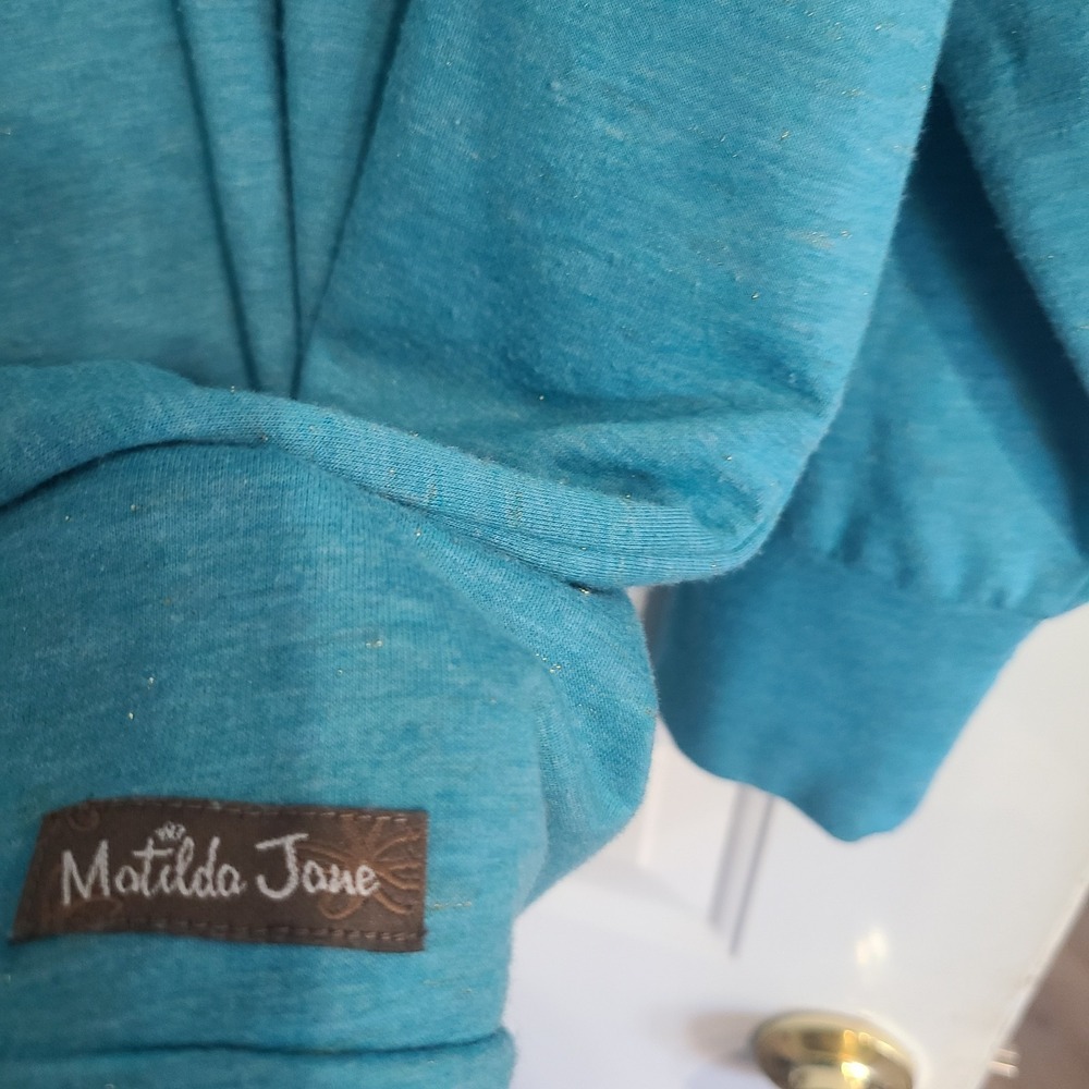 Matilda Jane Blue XL Women's Blouse Top With Ruffles And Gold Sparkles - Picture 6 of 6